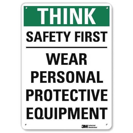 Safety Sign, 14 in Height, 10 in Width, Plastic, Vertical Rectangle, English MPN:U7-1331-NP_10X14