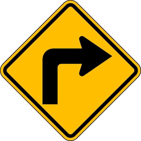 Right Turn Traffic Sign, 24 in H, 24 in W, Aluminum, Diamond, No Text, W1-1R-24DA MPN:W1-1R-24DA