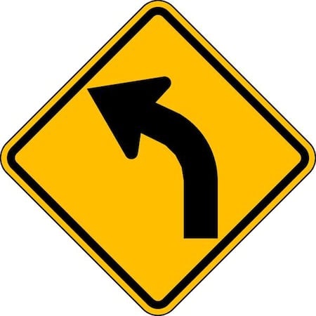 Left Curve Traffic Sign, 24 in Height, 24 in Width, Aluminum, Diamond, No Text MPN:W1-2L-24HA