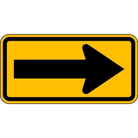 Arrow Traffic Sign, 12 in H, 24 in W, Aluminum, Horizontal Rectangle, No Text, W1-6-24DA MPN:W1-6-24DA