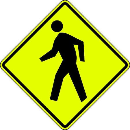 Pedestrian Crossing Pictogram Traffic Sign, 24 in H, 24 in W, Aluminum, Diamond, W11-2-24FA MPN:W11-2-24FA