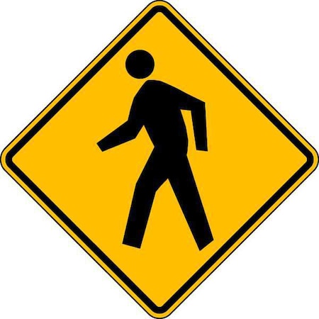 Pedestrian Crossing Pictogram Traffic Sign, 30 in H, 30 in W, Aluminum, Diamond, W11-2-30HA MPN:W11-2-30HA