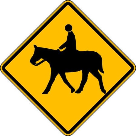 Horse Crossing Pictogram Traffic Sign, 24 in H, 24 in W, Aluminum, Diamond, No Text, W11-7-24DA MPN:W11-7-24DA