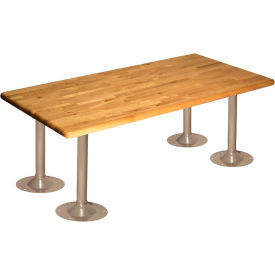 Lyon® ADA Wood Bench with Steel Pedestals 48
