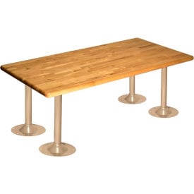 Lyon® ADA Wood Bench with Steel Pedestals 48