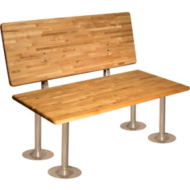 Lyon® ADA Wood Bench & Back with Steel Pedestals 48