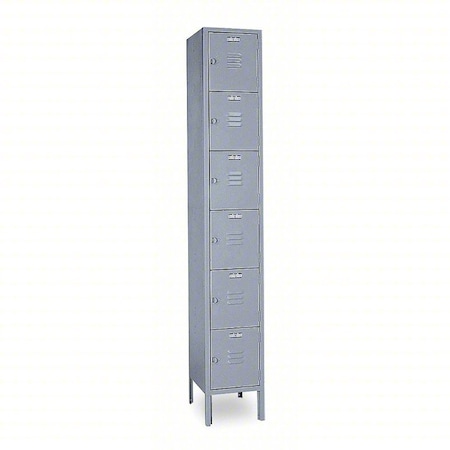 Box Locker, 12 in W, 12 in D, 78 in H, (1) Wide, (6) Tier, Dove Gray MPN:DD5332