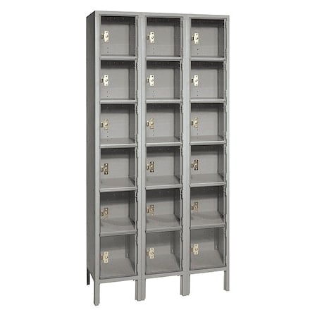 Box Locker, (3) Wide, (6) Tier, Steel, Gray, Powder Coated Finish, 36 in W, 12 in D, 78 in H MPN:DD53323PCSU
