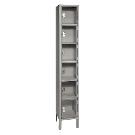 Box Locker, (1) Wide, (6) Tier, Steel, Gray, Powder Coated Finish, 12 in W, 12 in D, 78 in H MPN:DD5332PC