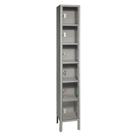 Box Locker, (1) Wide, (6) Tier, Steel, Gray, Powder Coated Finish, 12 in W, 12 in D, 78 in H MPN:DD5332PCSU