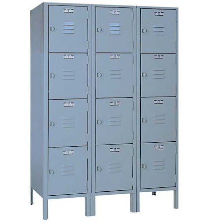 Box Locker, 36 in W, 12 in D, 54 in H, (3) Wide, (4) Tier, Dove Gray MPN:DD53523SU