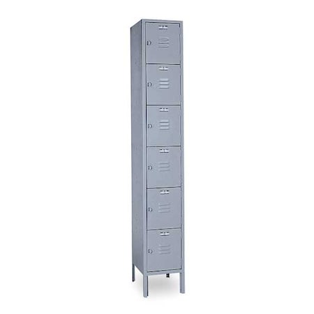 Box Locker, 12 in W, 18 in D, 78 in H, (1) Wide, (6) Tier, Dove Gray MPN:DD5362