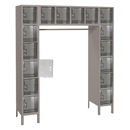 Box Locker, (4) Wide, (6) Tier, Steel, Gray, Powder Coated Finish, 69 in W, 18 in D, 78 in H MPN:DD5990PC
