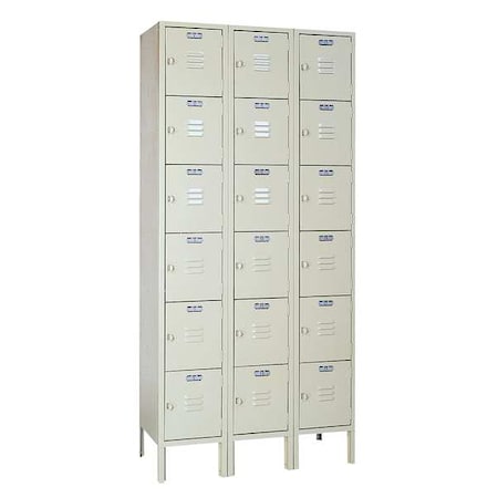 Box Locker, 36 in W, 12 in D, 78 in H, (3) Wide, (6) Tier, Putty MPN:PP53323