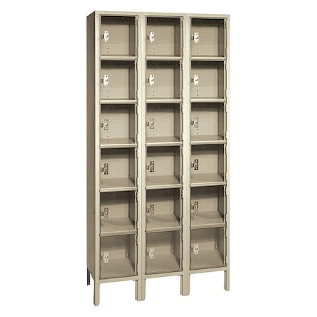 Box Locker, (3) Wide, (6) Tier, Steel, Beige, Powder Coated Finish, 36 in W, 12 in D, 78 in H MPN:PP53323PCSU