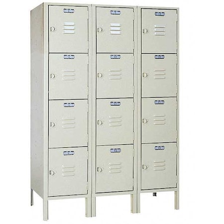 Box Locker, 36 in W, 12 in D, 54 in H, (3) Wide, (4) Tier, Putty MPN:PP53523SU