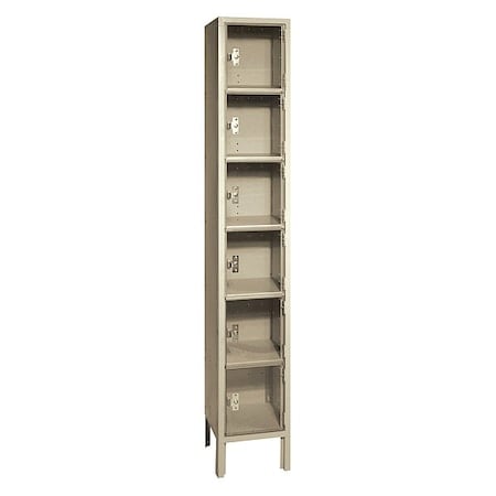 Box Locker, (1) Wide, (6) Tier, Steel, Beige, Powder Coated Finish, 12 in W, 18 in D, 78 in H MPN:PP5362PC