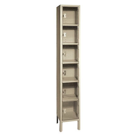 Box Locker, (1) Wide, (6) Tier, Steel, Beige, Powder Coated Finish, 12 in W, 18 in D, 78 in H MPN:PP5362PCSU