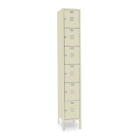 Box Locker, 12 in W, 18 in D, 78 in H, (1) Wide, (6) Tier, Putty MPN:PP5362SU