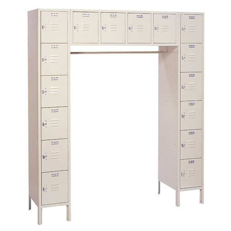 Box Locker Unit with Coat Rod, 69 in W, 18 in D, 78 in H, (6) Tier, (6) Wide, Putty MPN:PP5990