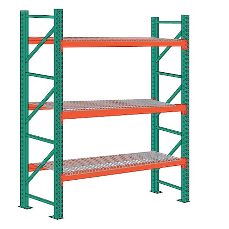 Pallet Rack Starter Unit, Teardrop, Roll Formed Style, 12 ft H, 108 in W, 42 in D, Orange/Green MPN:97SWD096042144
