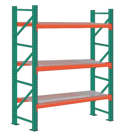 Pallet Rack Starter Unit, Teardrop, Roll Formed Style, 12 ft H, 108 in W, 48 in D, Orange/Green MPN:97SWD108048144
