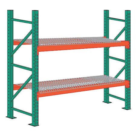 Pallet Rack Starter Unit, Teardrop, Roll Formed Style, 8 ft H, 108 in W, 42 in D, Orange/Green MPN:97SWD144042096