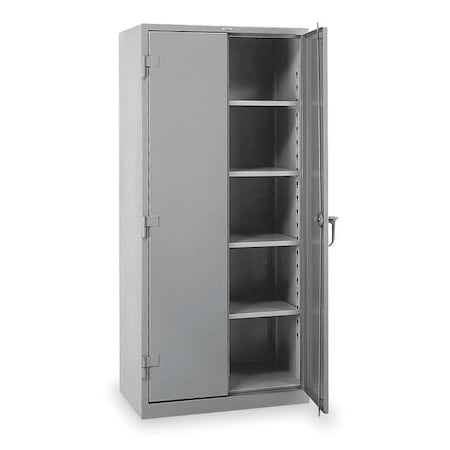 Shelving Storage Cabinet, 64 in H, 36 in W, 21 in D, Swing, Padlock Hasp, Gray, 4 Shelves, 0 Drawers MPN:DD1112