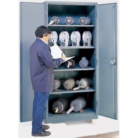 Shelving Storage Cabinet, 82 in H, 36 in W, 24 in D, Swing, Padlock Hasp, Gray, 4 Shelves, 0 Drawers MPN:DD1115