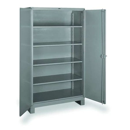 Shelving Storage Cabinet, 82 in H, 48 in W, 24 in D, Swing, Padlock Hasp, Gray, 4 Shelves, 0 Drawers MPN:DD1120