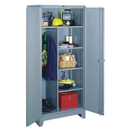 Combo Wardrobe Storage Cabinet, 82 in H, 36 in W, 24 in D, Swing, Padlock Hasp, Gray, 4 Shelves MPN:DD1121