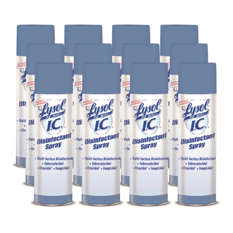 Lysol I.C. Disinfectant Spray - Aerosol - 0.15 gal (19 fl oz) - 12 / Carton - Clear
