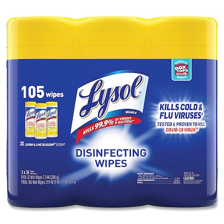 Disinfecting Wipes, Canister, Lemon and Lime Blossom, White, 3 PK MPN:19200-82159