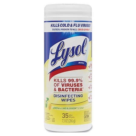Disinfecting Wipes, 1-Ply, 7 x 7.25, Lemon and Lime Blossom, White, 35 Wipes/Canister, PK12 MPN:19200-81145