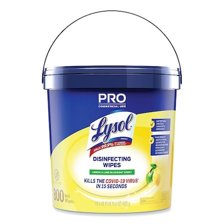 Professional Disinfecting Wipe Bucket, 1-Ply, 6 x 8, Lemon and Lime Blossom, White, 800 Wipes, PK2 MPN:19200-99856