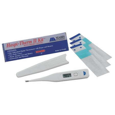 Hospital Pack Dual Scale Dig, Plastic, 5 in L, 0.75 in W, White, (5) Probe Covers, Storage Case MPN:15-713-000