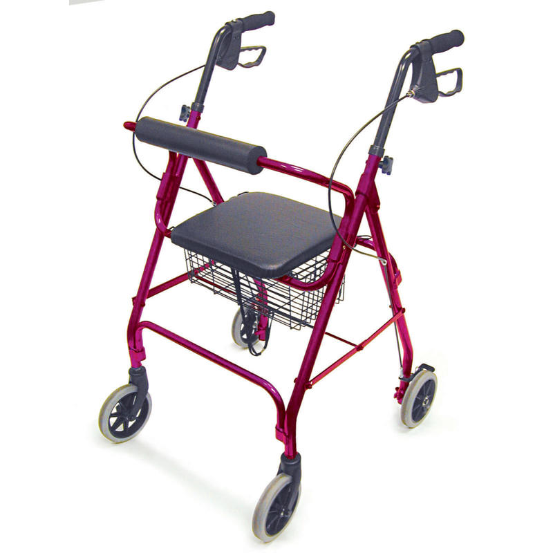 DMI Freedom Adjustable Aluminum Rollator Walker With Seat, 38in x 25in, Burgundy MPN:501-1012-0700