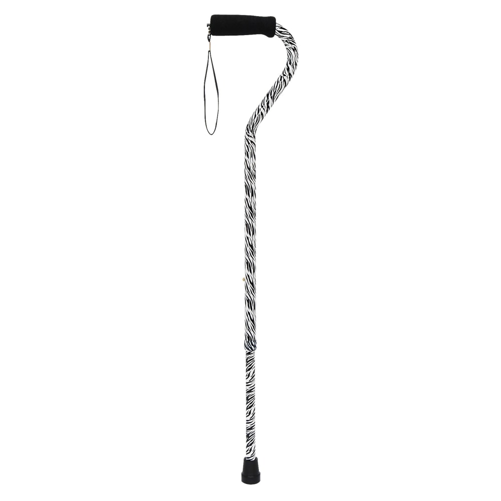 DMI Designer Adjustable Offset-Handle Aluminum Cane, 30in - 39in, Zebra MPN:502-1300-8891