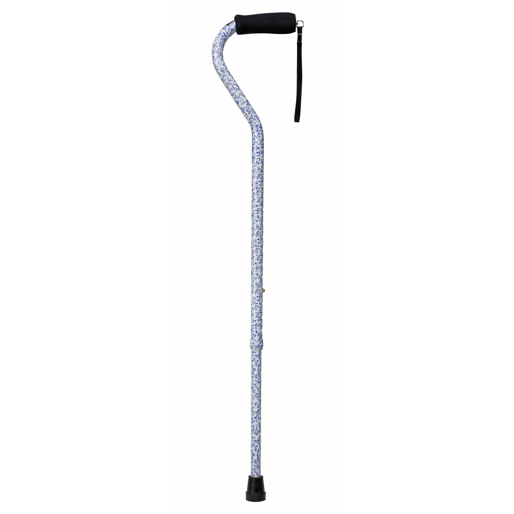 DMI Designer Adjustable Offset-Handle Aluminum Cane, 39in, Tiny Flowers MPN:502-1300-9903