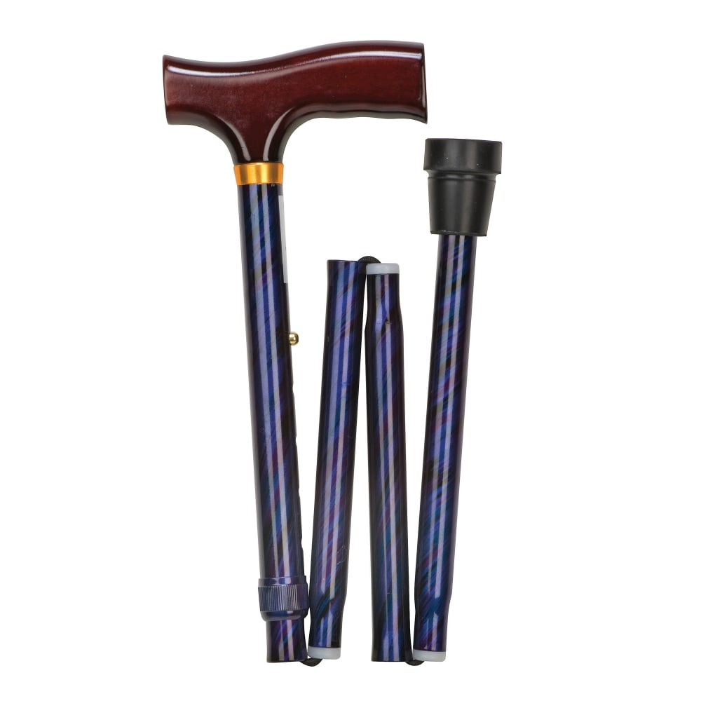 DMI Fancy Adjustable Derby-Top Folding Cane, 37in, Blue Cyclone MPN:502-1325-0100