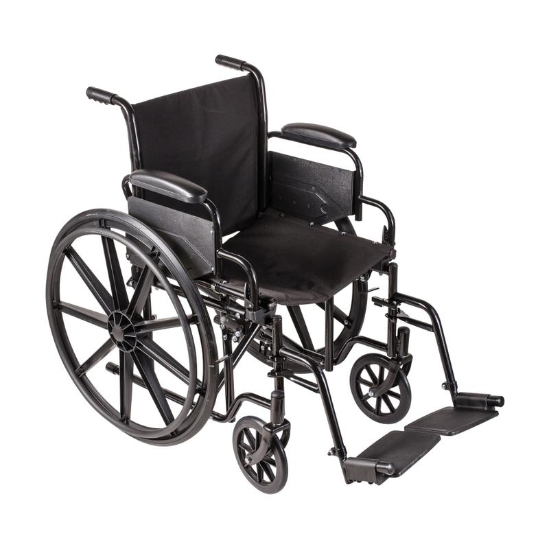 DMI Carbon-Steel Folding Wheelchair, 37inH x 26inW x 18inD, Silver/Black MPN:503-0664-0200