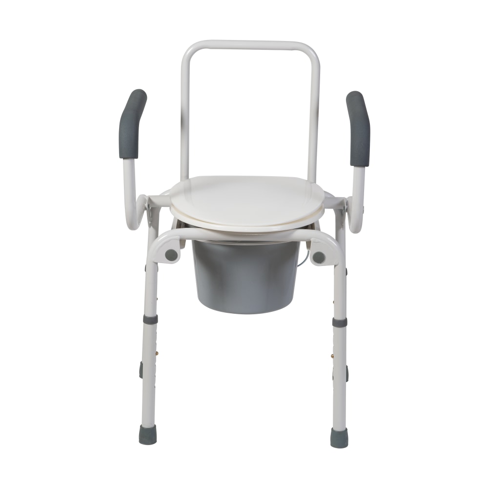 DMI Deluxe Steel Drop-Arm Bedside Commode, 23inH x 14inW x 15inD, White MPN:520-1213-1900