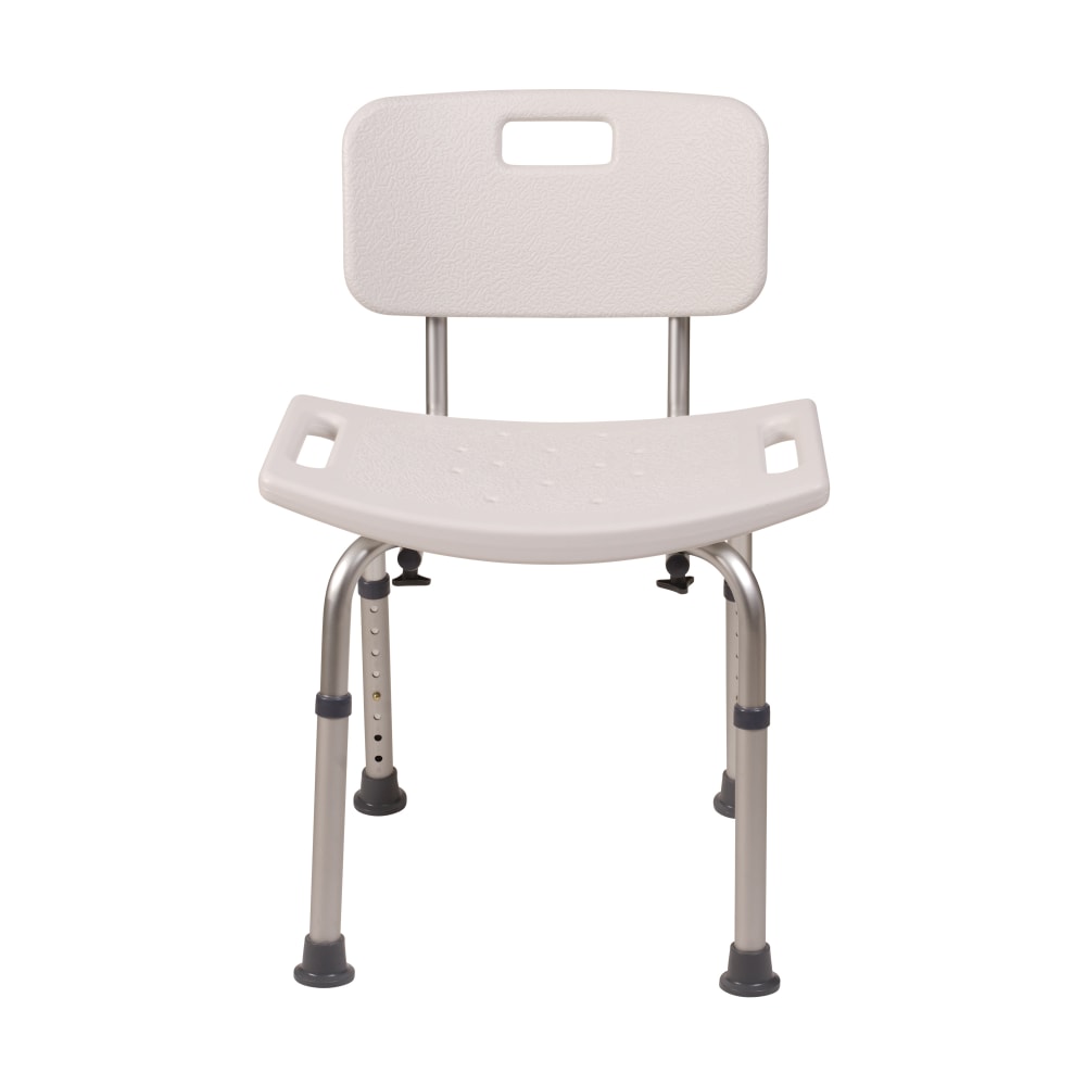 HealthSmart Compact Germ-Free Height-Adjustable Bath And Shower Bench Stool, With Backrest, 21inH x 20inW x 12inD, White MPN:522-9816-1900