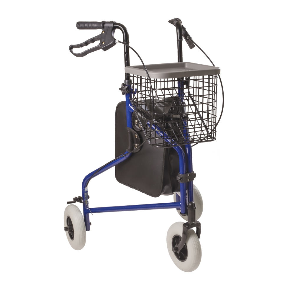 DMI Adjustable Aluminum Folding 3-Wheel Rollator Walker, 37in x 20in, Royal Blue MPN:802-2014-2100