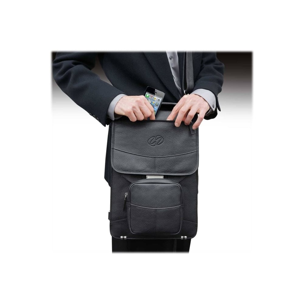 MacCase Premium Leather Briefcase - Notebook carrying case - 13in - 16in - black - with Backpack Straps MPN:LVB-BK-BP