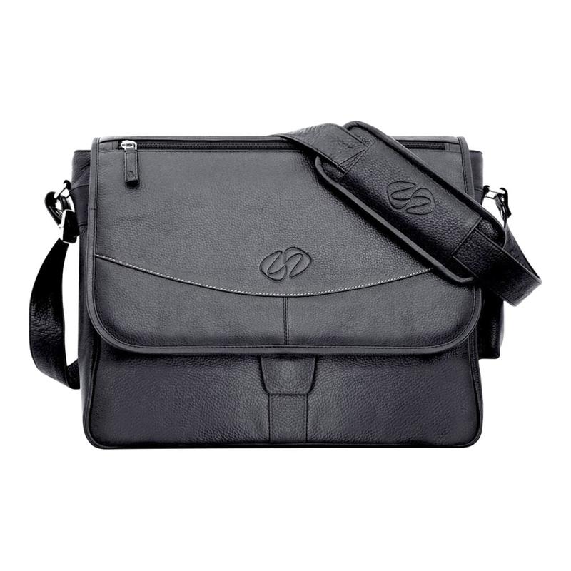 MacCase Notebook Shoulder Bag - 12in x 15in x 6in - Leather - Black MPN:LMB-BK