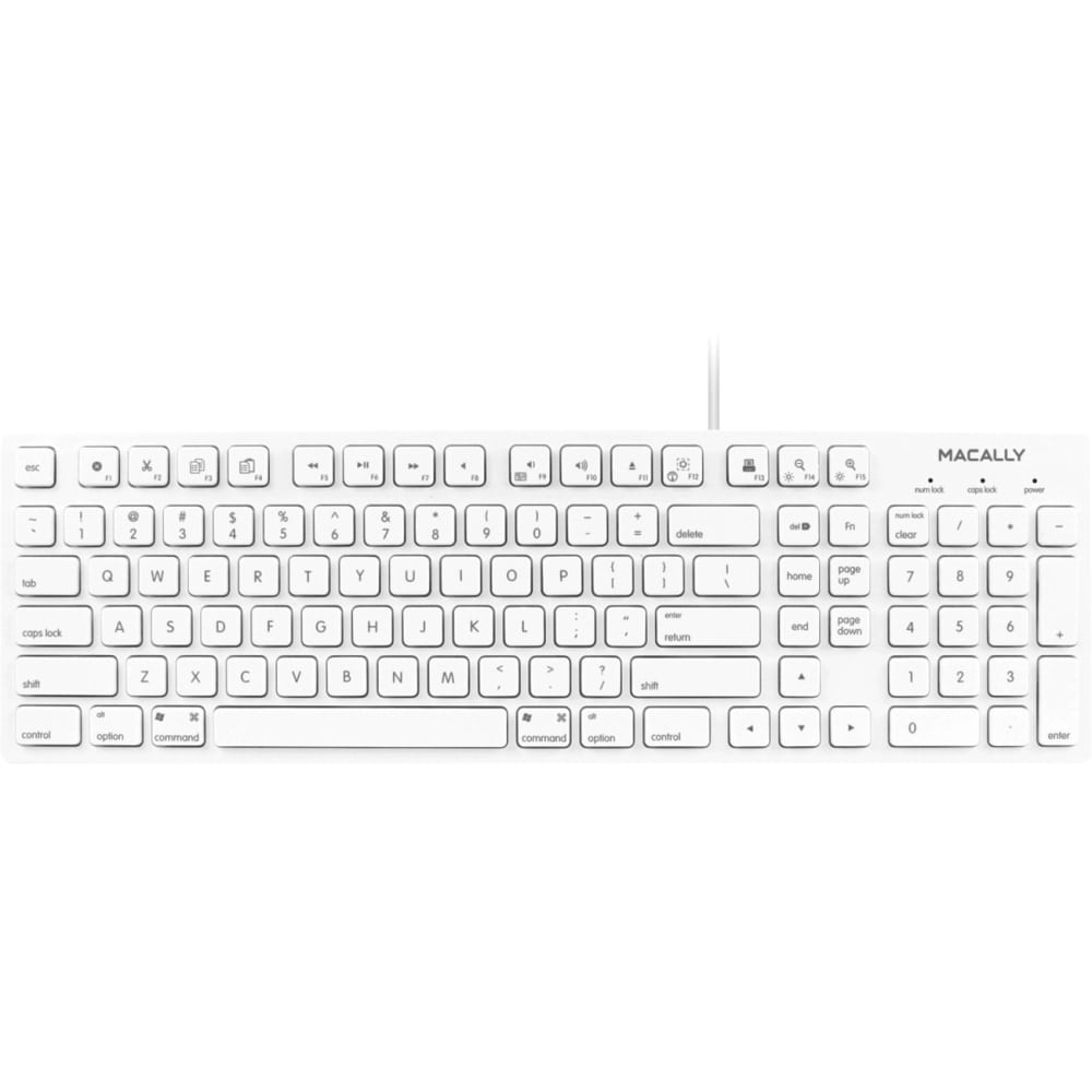 Macally 103 Key USB Keyboard with Short-Cut Keys, Full-Size, White MPN:MKEYE