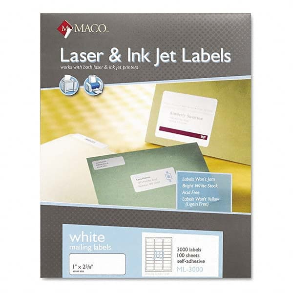 Label Maker Label: White, Paper, 2-5/8