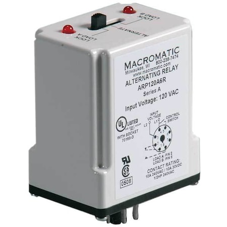 Alternating Relay, SPDT, 120VAC, 10A, 8 Pin MPN:ARP120A6R