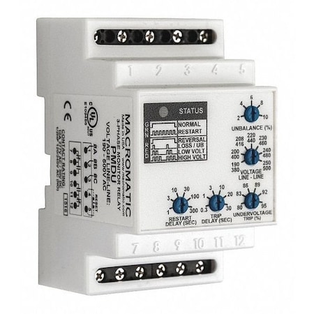 3 Phase Monitor Relay, DPDT, 600VAC, 0 Pin MPN:PMD575